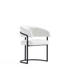 Manhattan Comfort - Chaise de salle à manger moderne Augusta 23,6 po en similicuir blanc-Chaise de salle à manger moderne avec dossier pour salle à manger et bureau à domicile