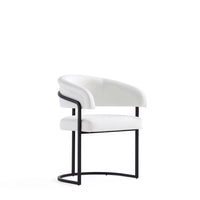 Manhattan Comfort - Chaise de salle à manger moderne Augusta 23,6 po en similicuir blanc-Chaise de salle à manger moderne avec dossier pour salle à manger et bureau à domicile