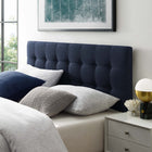 Modway Emily Upholstered Fabric Queen Headboard - Navy-Deep inset buttons