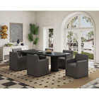 Manhattan Comfort - Lot de 2 fauteuils de salle à manger modernes Anna Square 58 cm en similicuir - Étain-Coussinets de pied en plastique épais