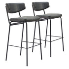Zuo Charon Barstool - Vintage Black - Set of 2-Ergonomic and supportive footrest