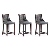 Manhattan Comfort - Tabouret de comptoir Fifth Avenue 19" traditionnel rembourré en similicuir - gris galet - lot de 3-Tabouret de comptoir traditionnel avec dossier parfait pour une utilisation au bar et dans la cuisine. Ensemble de 3