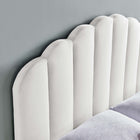 Modway Veronique Performance Velvet Twin Headboard - White-Scalloped Edge Accents