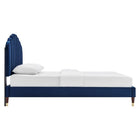 Modway Daisy Performance Velvet Queen Platform Bed - Navy-Channel Tufted Headboard