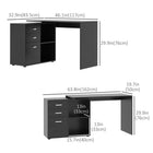 HOMCOM - Bureau en l avec tiroirs - 46 po L x 32,75 po l x 30 po H - noir-Le grain du bois apporte une touche élégante à tout décor