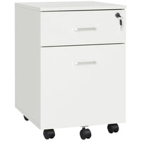 Vinsetto Locking 2-Drawer Rolling Filing Cabinet with Wheels - White-2 drawers store your office supplies
