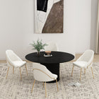 Manhattan Comfort - Lot de 4 chaises de salle à manger modernes Gracie 61,5 cm en similicuir blanc et or-Caractéristiques du cadre et des pieds Choix entre acier noir entièrement soudé ou acier inoxydable doré