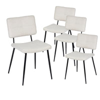 Homy Casa Modern Upholstered Dining Chair - Ivory Beige Fabric  with Black Metal Legs - 4 Pack-Elegant Design: Upholstered in soft ivory beige fabric for a modern and sophisticated look.
