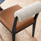 Modway Kai Boucle and Vegan Leather Dining Chair - Pearl/Tan/Black-Non-Marking Foot Pins