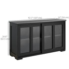 HOMCOM - Armoire de rangement de cuisine moderne 42 po L avec 2 portes coulissantes en verre - noir-Les lignes épurées avec le verre trempé élégant offrent une sensation d’ouverture et de légèreté 