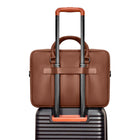 Champs Onyx Leather Slim Briefcase - Brown-2 Inner slip pockets