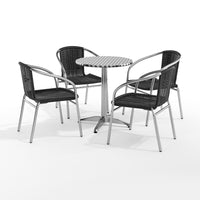 Table ronde en aluminium de 23,5 po avec 4 chaises en rotin noir, intérieur/extérieur (TLH-ALUM-24RD-020BKCHR4-GG)-Ensembles pour l’intérieur et l’extérieur
