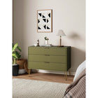 Manhattan Comfort DUMBO 35.19" Modern Dresser - Olive Green-Includes 3 Full Extension Drawer with Top Drawer Designed in Vertical Textured Ribbed Lines.