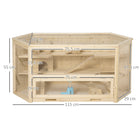 PawHut - Cage pour Hamster en Bois Grand Modèle 3 Niveaux avec Bac-Les étages sont accessibles par des rampes