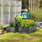 Outsunny Raised Garden Bed - 43" L x 20" W x 12" H - Light Grey - 2 Pack-Open the bottom for direct contact with soil. No water build-up in the bottom 