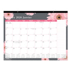 Blueline - 2026 Calendrier sous-main mensuel Ruban Rose - 22 po x 17 po - Marguerite Rose - Bilingue-12 mois: janvier 2026 à décembre 2026
