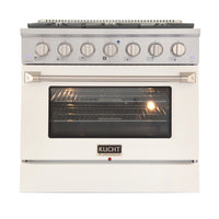 Kucht 36" KNG Series Pro Style Natural Gas Range - Stainless Steel/White-Cook and bake like a pro with the extra-large convection oven that offers 4.2 cu. ft. of capacity, a 5-rack configuration, and an extra-large viewing window