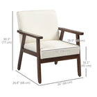 HOMCOM - Fauteuil d’appoint moderne avec assise rembourrée - pieds en bois pour chambre à coucher - blanc crème-Les pieds réglables assurent la stabilité sur un sol irrégulier 
