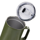 General Supply Goods + Co - Tasse en acier inoxydable avec poignée  – 500 ml – Vert-La poignée surélevée permet à la tasse de tenir facilement dans la plupart des porte-gobelets de voiture