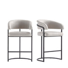 Manhattan Comfort - Augusta tabouret de comptoir moderne en similicuir rembourré 22,8" - gris clair - lot de 2-Tabouret de comptoir moderne avec dossier, parfait pour une utilisation au bar et dans la cuisine