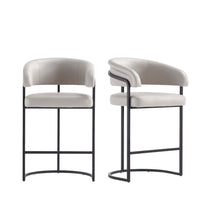Manhattan Comfort - Augusta tabouret de comptoir moderne en similicuir rembourré 22,8" - gris clair - lot de 2-Tabouret de comptoir moderne avec dossier, parfait pour une utilisation au bar et dans la cuisine
