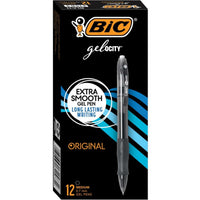 BIC Gelocity Gel Pens Retractable – 0.7 mm – Black – 12 Pack-Soft contoured grip provides maximum comfort and control