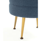 Manhattan Comfort Bailey 18.11" Mid-Century Modern Polyester Blend Upholstered Ottoman - Blue with Gold Legs-Stylish Splayed Gold Stainless Steel Legs