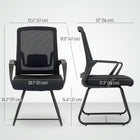 HOMCOM Reception Chair with Lumbar Support and No Wheels - Black-Features supportive armrests and a roomy seat for all users