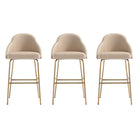 Manhattan Comfort - Gracie tabouret de bar moderne de 22" en similicuir, rembourré, beige et or, lot de 3-Tabouret de bar moderne avec dossier parfait pour une utilisation au bar et dans la cuisine. Ensemble de 3