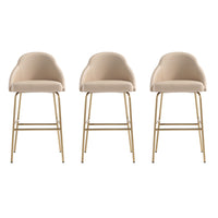 Manhattan Comfort - Gracie tabouret de bar moderne de 22" en similicuir, rembourré, beige et or, lot de 3-Tabouret de bar moderne avec dossier parfait pour une utilisation au bar et dans la cuisine. Ensemble de 3