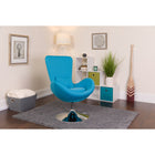 Chaise d’appoint salon-réception de série Egg en tissu turquoise (CH-162430-AQ-FAB-GG)-Coussin de siège