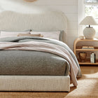 Modway Seluna Boucle Queen Platform Bed - Pearl-Curved Padded Headboard