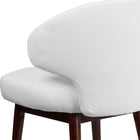 Chaise de bureau-salon-réception série Comfort Back en cuir blanc avec pattes en noyer (BT-2-WH-GG)-Mousse ignifuge CA117