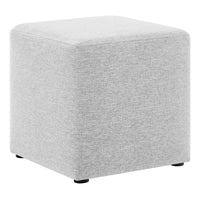 Modway - Callum Tissu carré tissé en bruyère de 17" Rembourré Ottoman - Tissage à bruyère gris clair-Tissu tissé en bruyère tissé