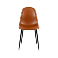 Nicer Interior - Chaises d'appoint en cuir reconstitué et pieds en métal - Marron - Lot de 4-Cuir reconstitué lisse marron cognac, facile à nettoyer et à entretenir
