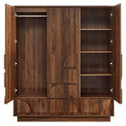 Modway Bulwark 3-Door Wardrobe Closet - Walnut-9
