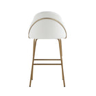 Manhattan Comfort Gracie 22" Modern Leatherette Upholstered Barstool - White and Gold - 3 Pack-Minimal Assembly Required. Hardware Included
