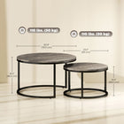 HOMCOM 31" Round Nesting Tables with Faux Marbled Top - Grey - 2 Pack-Stackable when not in use for space-saving