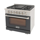 Kucht 36" KFX-X Series Pro Style Propane Gas Range - Stainless Steel/Cement Gray-Liquid propane convertible