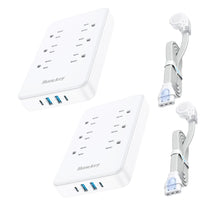 Huntkey Detachable Surge Protector Power Strip with 6 Outlets and 4 USB Ports - White - 2 Pack-The power cord can be fully disconnected from the strip, allowing for tidy storage in drawers or easy packing in luggage without the mess of tangled wires.