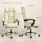 HOMCOM - Fauteuil de bureau en cuir - beige-Hauteur réglable permettant de trouver la position d’assise optimale 