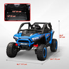 Qaba 2 Seater 24V 7AH Ride on Truck w/ Spring Suspension - Blue-Suitable for varied terrains smoothly with spring suspension 