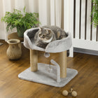 PawHut - Arbre à chat, condo avec poteaux à griffer en jute - gris clair-Matériau : panneau de particules, polyester, jute 
