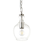 Hudson&Canal - Suspension Verona de 18 cm de large avec abat-jour en verre, Hudson&Canal, nickel brossé/transparent-Conçu pour une ampoule à incandescence de 60 W - ampoule LED de 9 W, ampoule fluorescente (CFL) de 13 W ou ampoule LED à ballast automatique de 9 W, ampoule à culot E26, ampoule non incluse