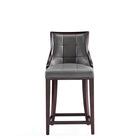 Manhattan Comfort - Tabouret de comptoir Fifth Avenue 19" traditionnel rembourré en similicuir - gris galet - lot de 2-Comprend une base de repose-pieds