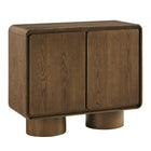 Modway Lumo 2-Door Curved Wood Accent Cabinet - Walnut-Modern Sculptural Accent Cabinet