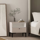 Manhattan Comfort Amara 19.7" Modern Nightstand - Pale Rose/White-Includes 1 Open Shelf and 1 Full Extension Drawer