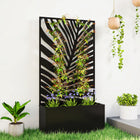 Outsunny - Bac de jardin surélevé en métal avec treillis pour plantes grimpantes - grande découpe en forme de feuille-L’espace intérieur permet de contenir 7,7 gallons de terre, assurant une zone de plantation généreuse 