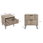 Manhattan Comfort DUMBO Modern 2-Drawer Nightstand and 3-Drawer Dresser Set - Rustic Grey-Stylish Splayed Gold Metal Legs Adding Seamless Fashion Design and Durability. Leg Height: 7.32 in.