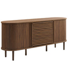 Modway Harlan 67" Fluted Oval Sideboard Cabinet - Walnut-Fluted Vertical and Horizontal Detailing